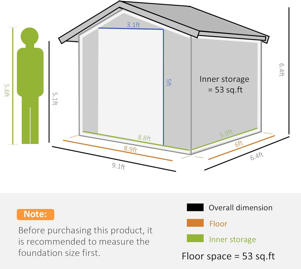 Gray/White Metal Garden Utility Storage Shed B926454