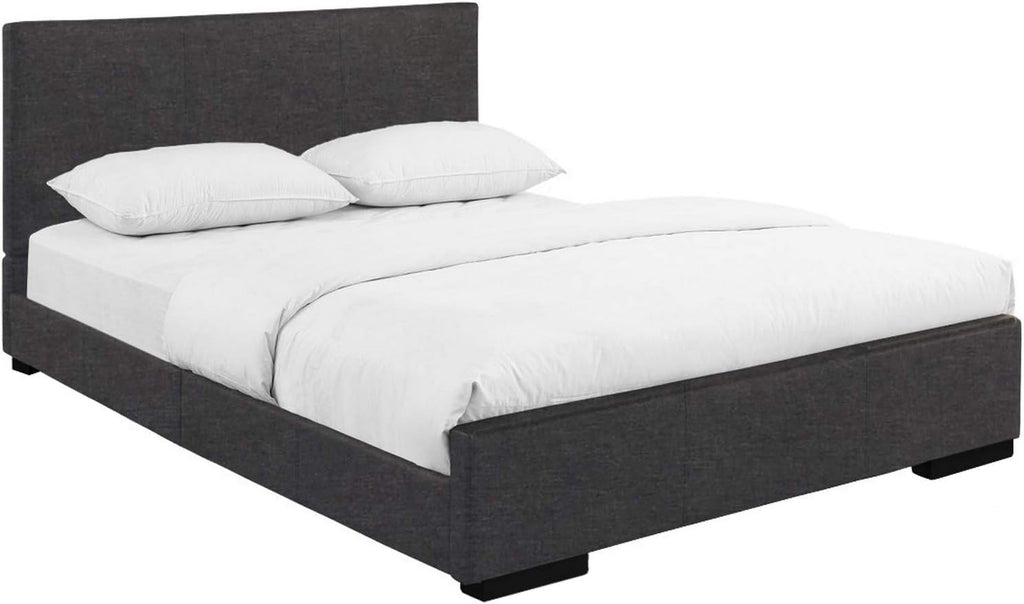 Gray Upholstered Platform Bed Frame I484