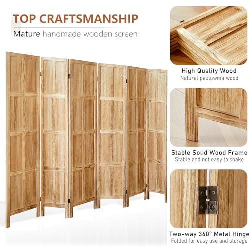 White 5.6 FT Folding Wooden Room Divider Y466
