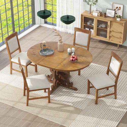 5-Piece Rectangular Counter Height Wood Dining Table Set with 4 Upholstered Chairs O370