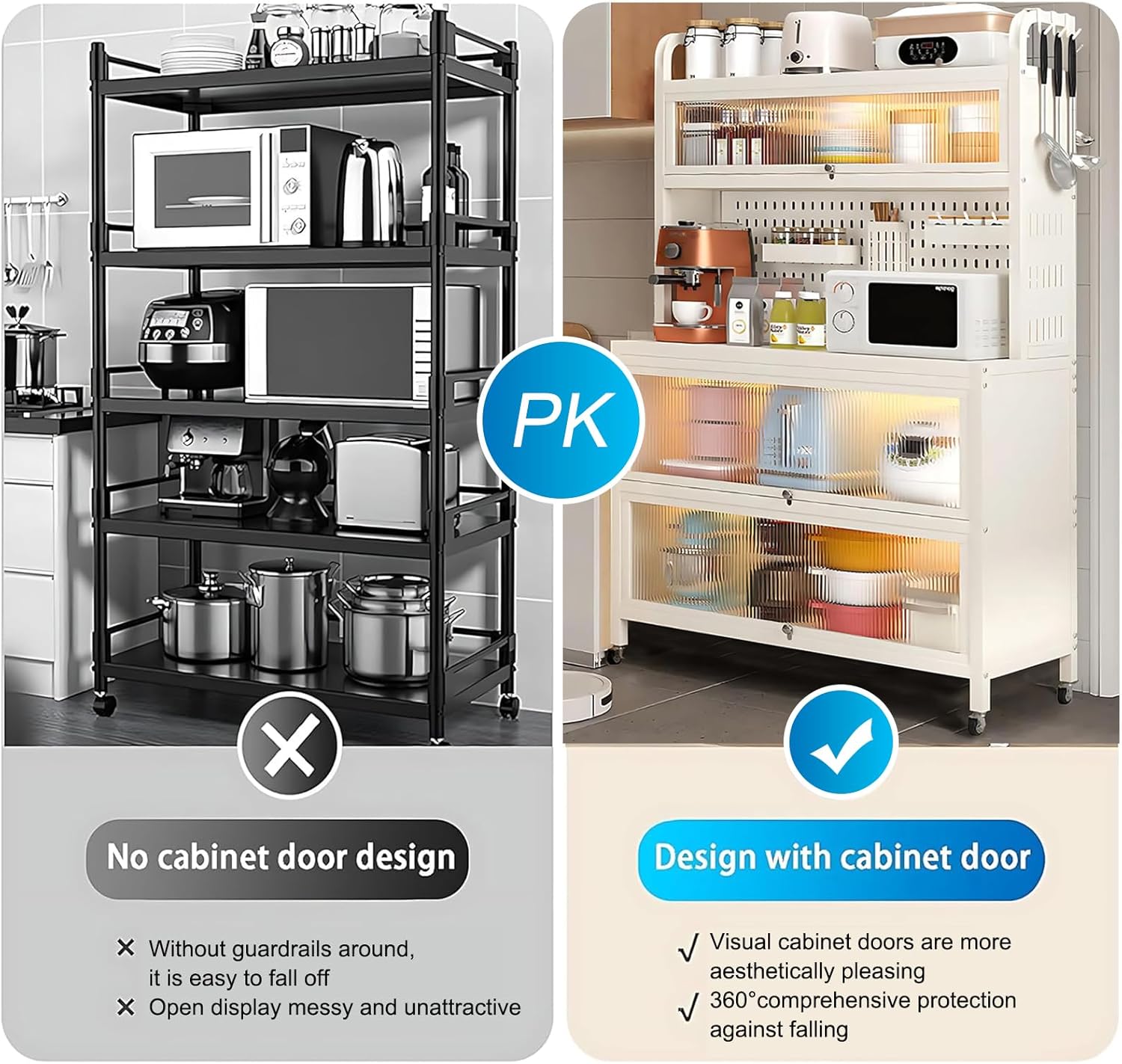 White 5-Tier Bakers Rack with Flip Door X539030
