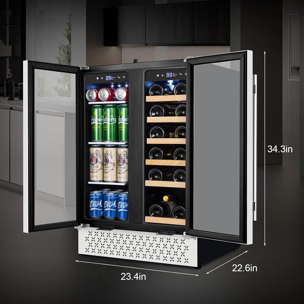 24 Inch Dual Zone French Door Wine and Beverage Refrigerator W69436