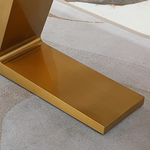 Rectangular Sintered Stone Dining Table with Gold Stainless Steel Base L304