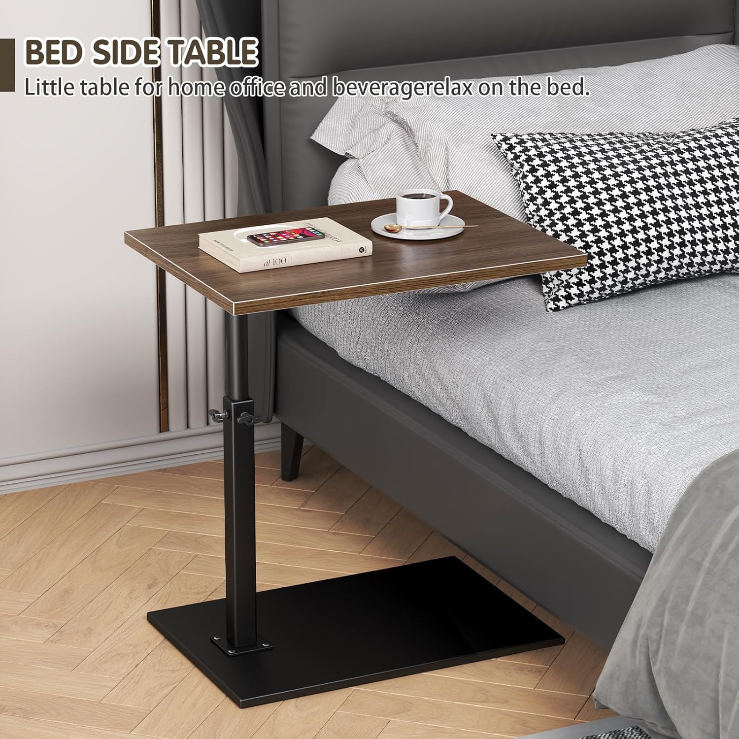 Adjustable C Table End Table 19.6 inch 360° Swivel TV Tray Table R68908