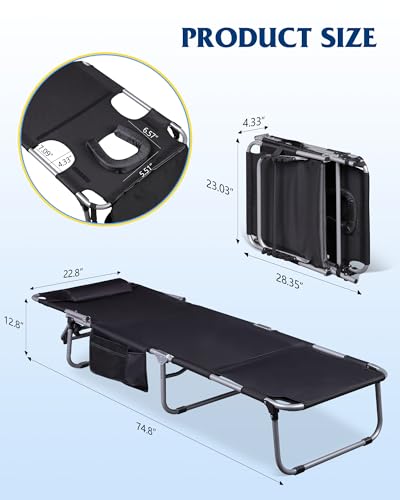 Silver Greige Portable Folding Camping Cot with Carry Bag M514
