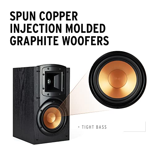 Black Bookshelf Speakers with Center Channel Speaker and Subwoofer Speaker F902