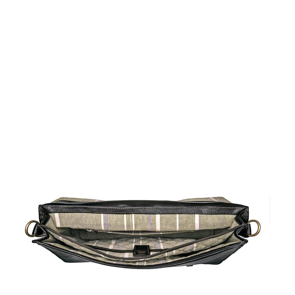 Black Leather Laptop Briefcase D942