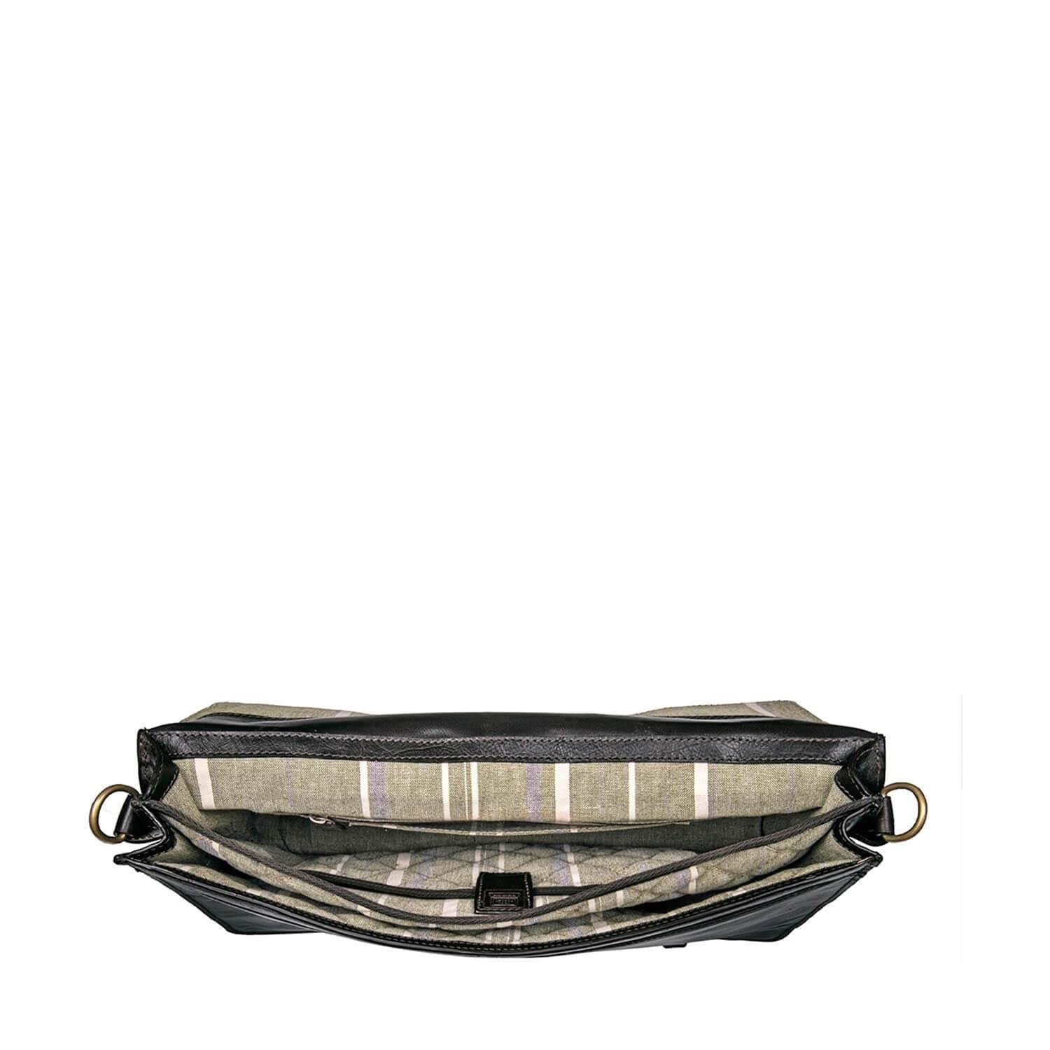 Black Leather Laptop Briefcase D942