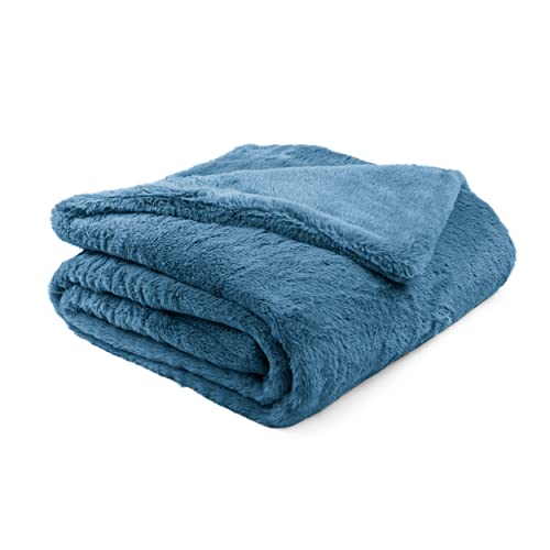 Faux Fur Reversible Large Throw Blanket (45x72, Oyster) Q77384