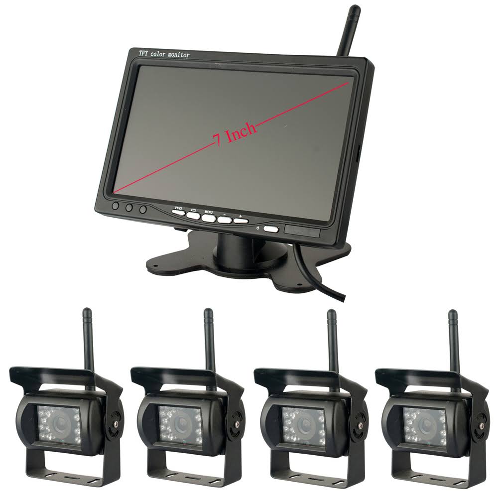 Wireless 4 Backup Cameras LCD Color Rear View Monitor with IR Night Vision Y436