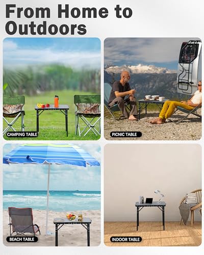 Black 25"x16"x22" Small Folding Aluminum Camping Table Q3670
