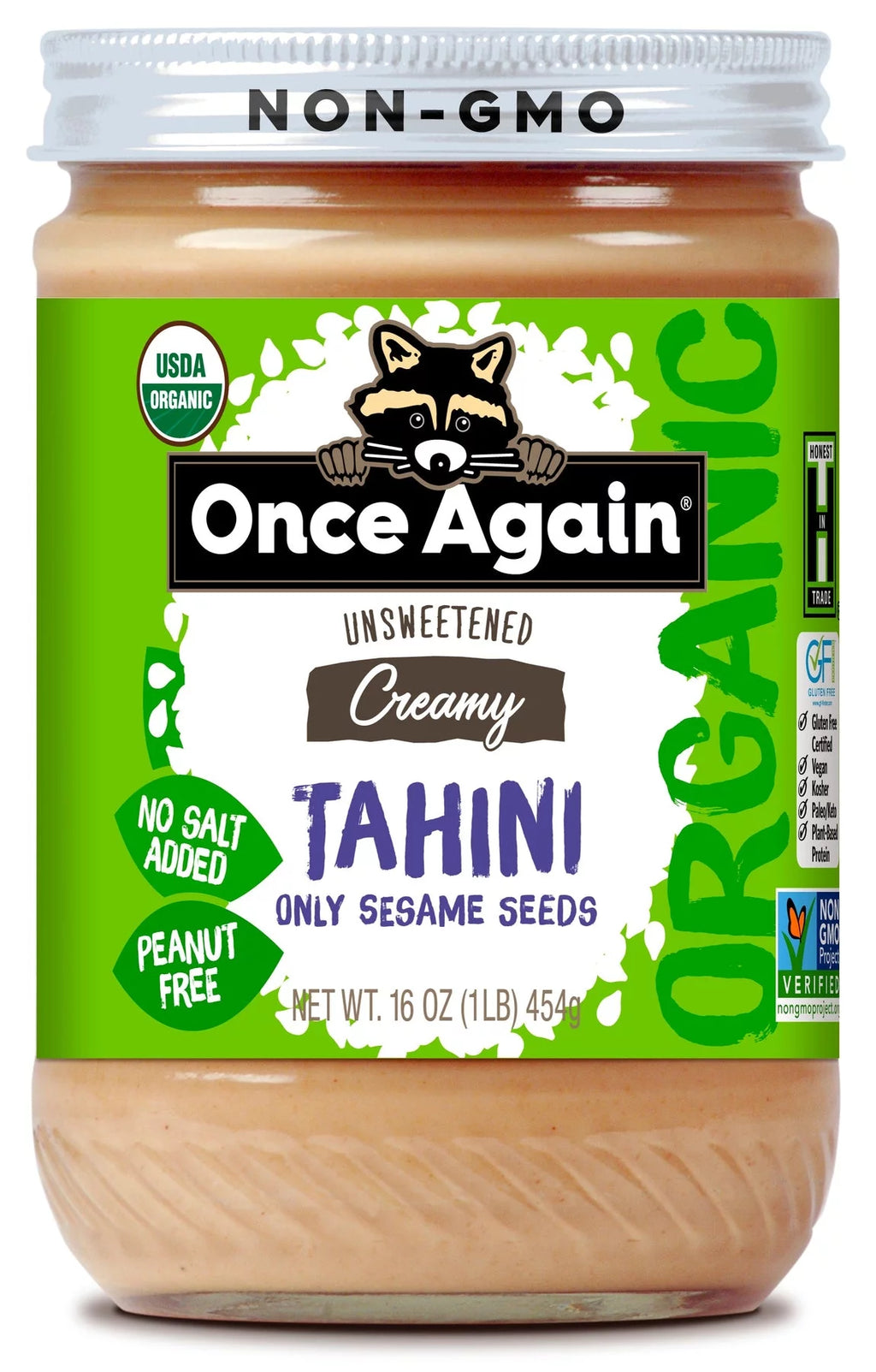 16 oz Pack of 4 Organic Unsweetened Tahini Creamy Sesame Seed X8831