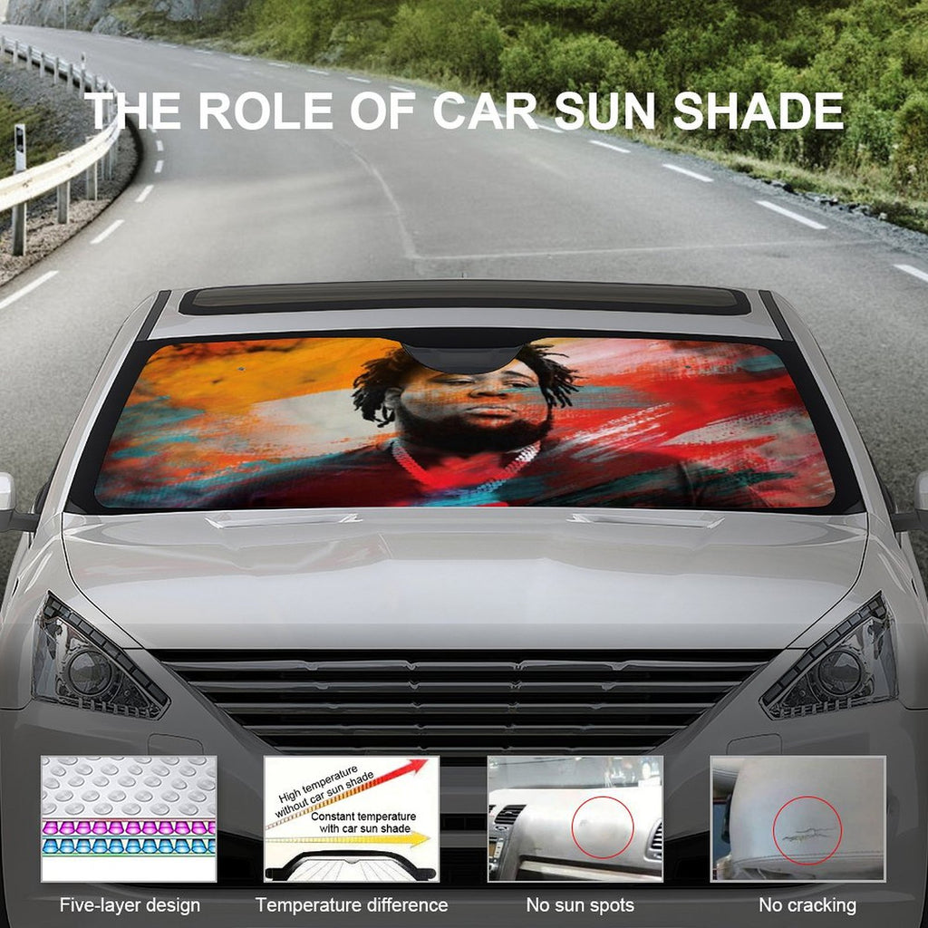 Rod Wave Car Windshield Sunshade Accessories Umbrella Foldable Reflective Sun Visor Front Window Cover Protector C40773