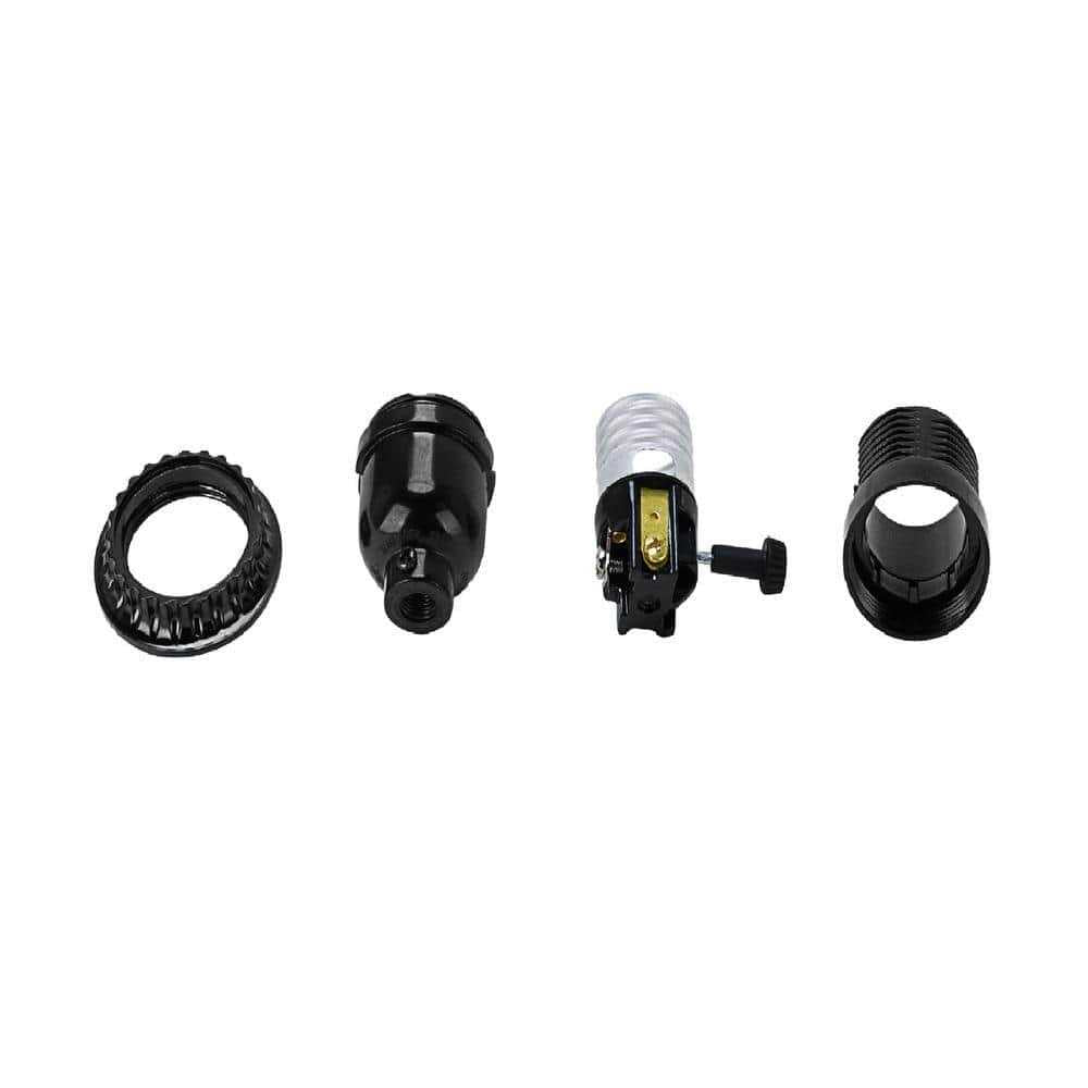 Black 2-Way Lamp Socket with Turn Knob Switch L700162