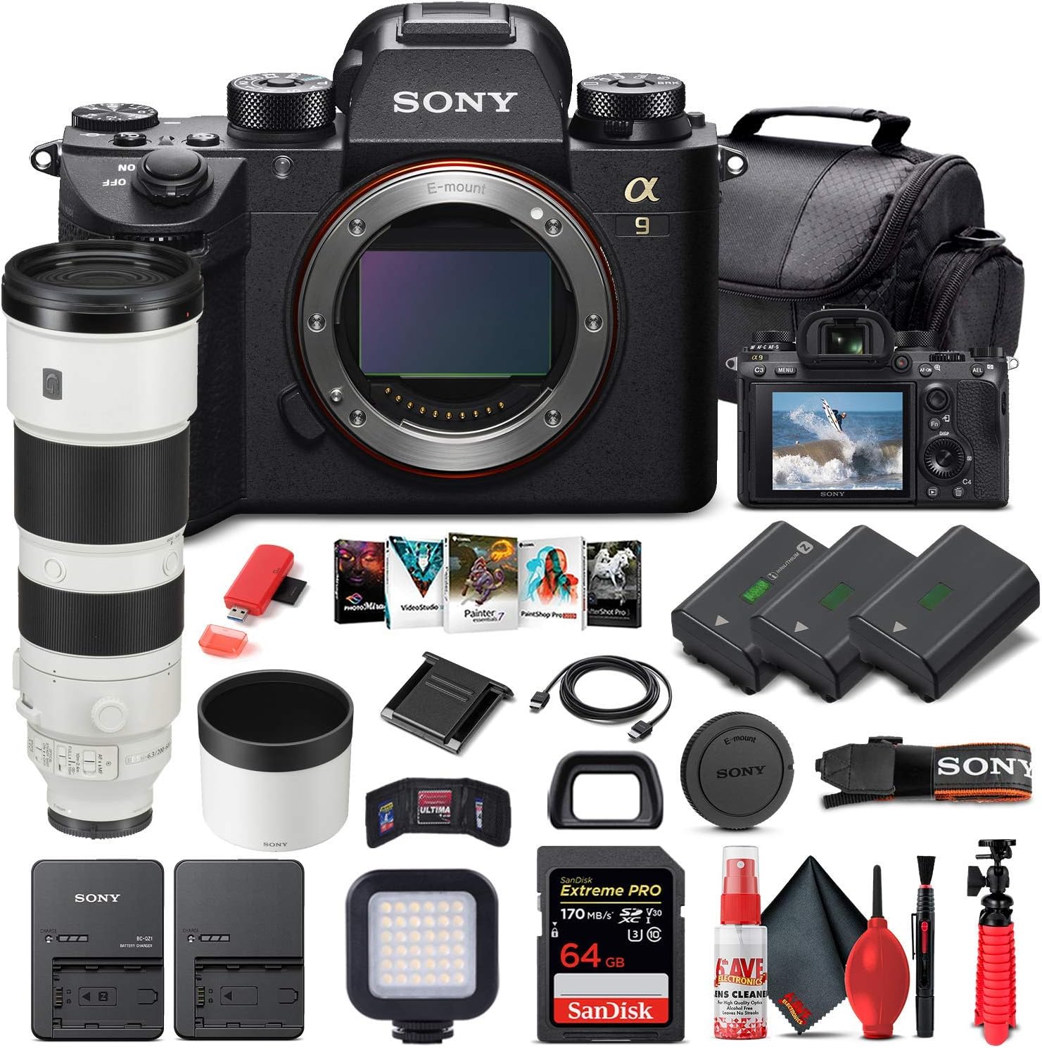 Mirrorless Digital Camera Body Only with 200-600mm Lens, 64GB Memory Card, 2 x NP-FZ-100 Battery, Case, External Charger (Renewed) O2345