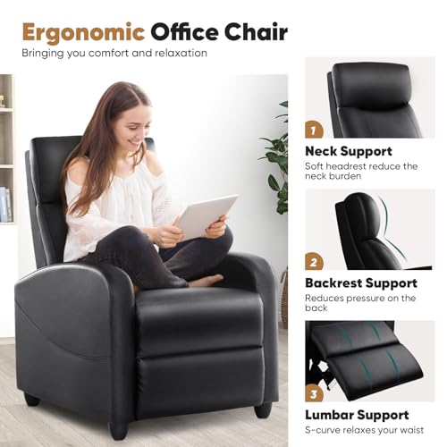 Grey Linen Recliner Chair with Padded Seat Backrest and Footrest S438