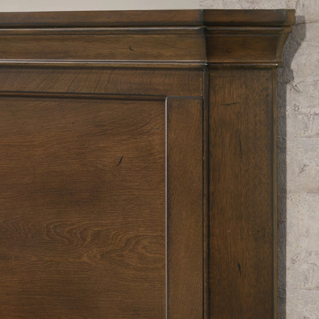 Queen Antique Walnut Finish Wood Panel Bed K68674