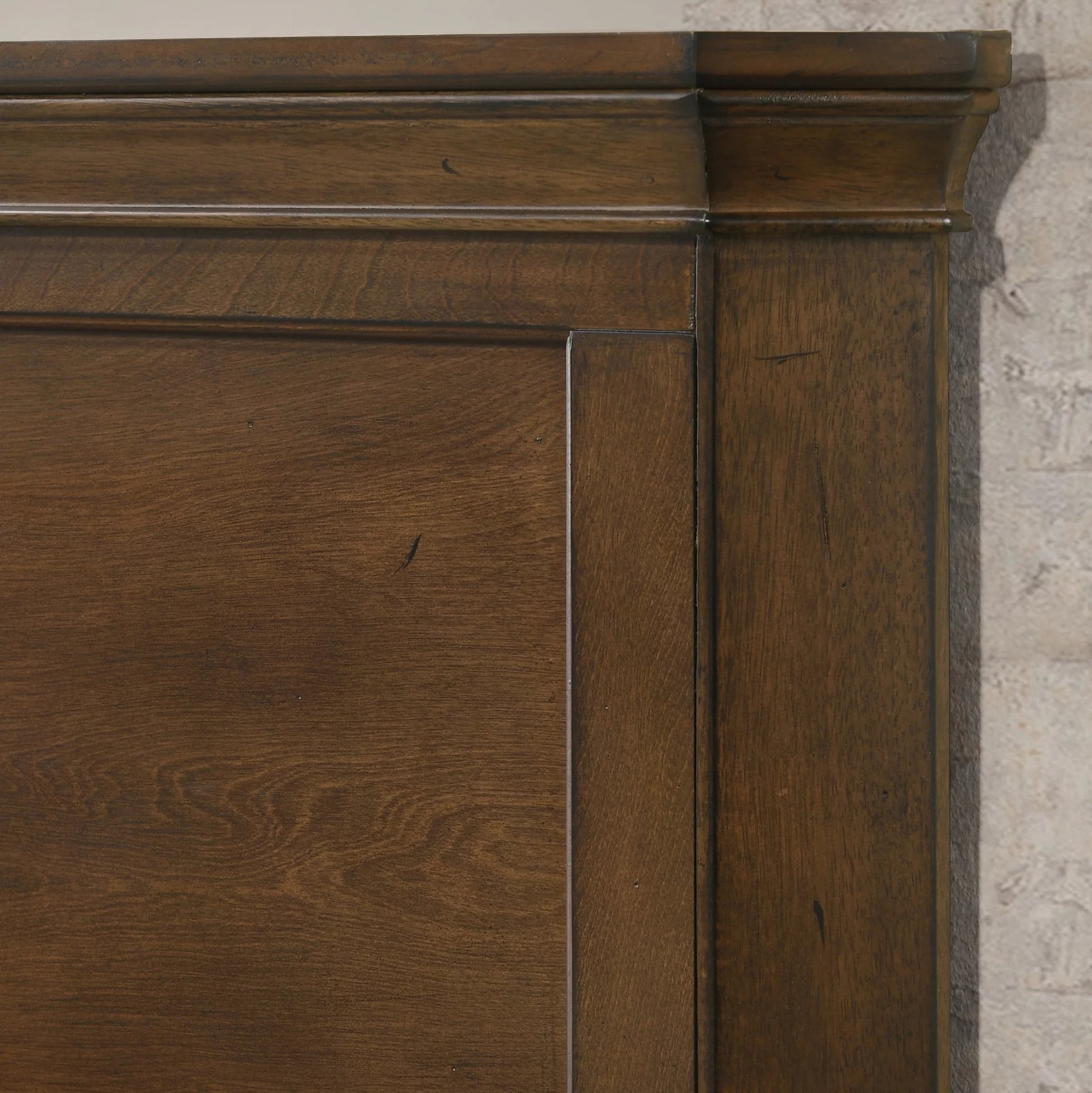 Queen Antique Walnut Finish Wood Panel Bed K68674