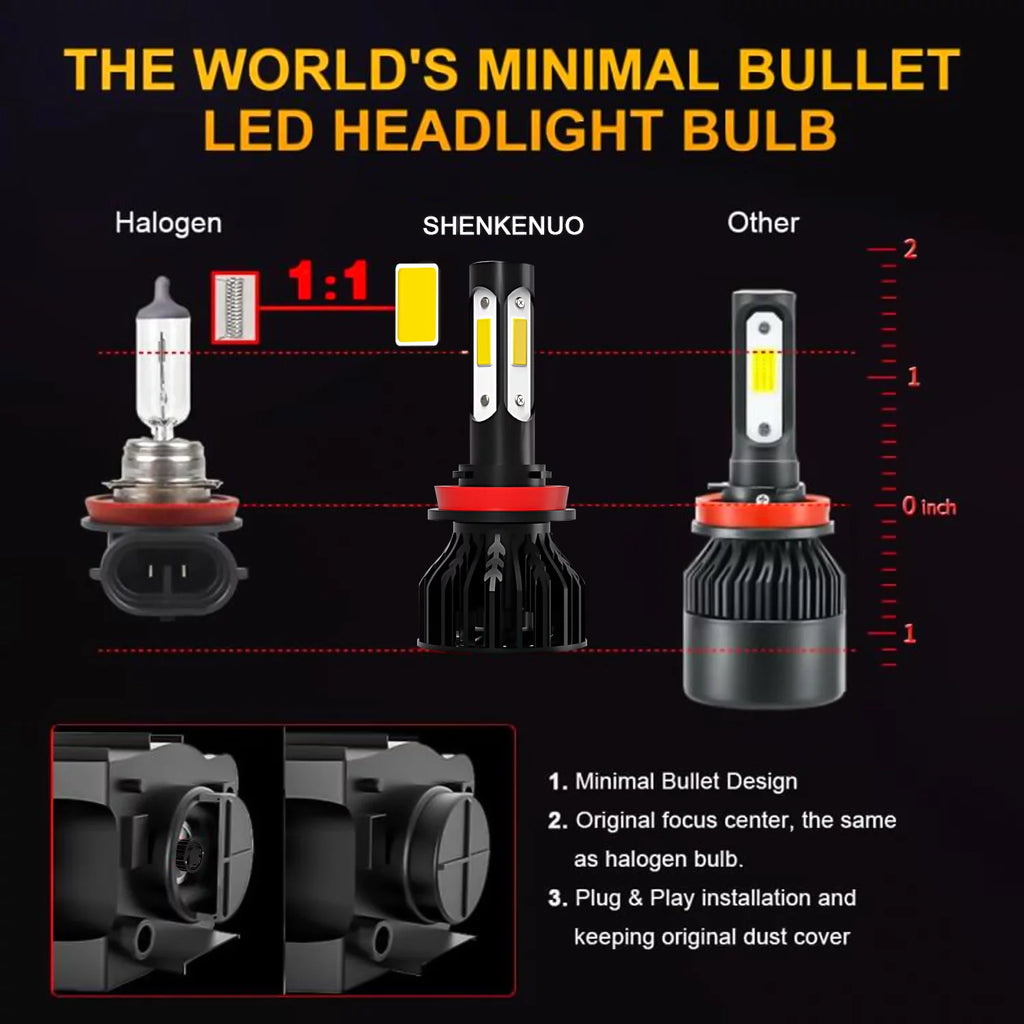 LED Headlight Bulbs H9 H11 High Beam Low Beam 4pc G740362
