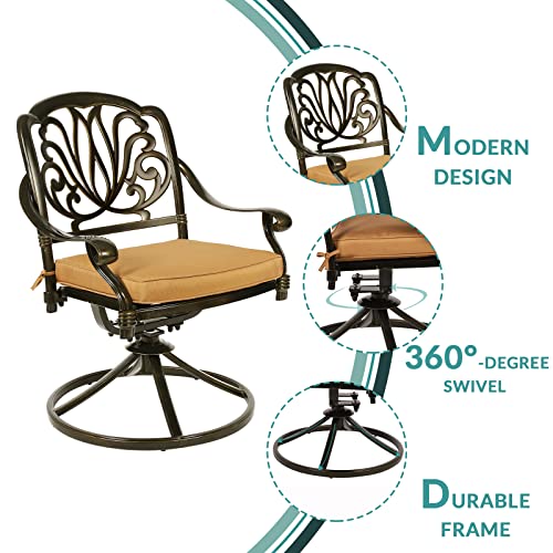 3-Piece Outdoor Patio Dining Set with Cast Aluminum and 2 Cushions L95626