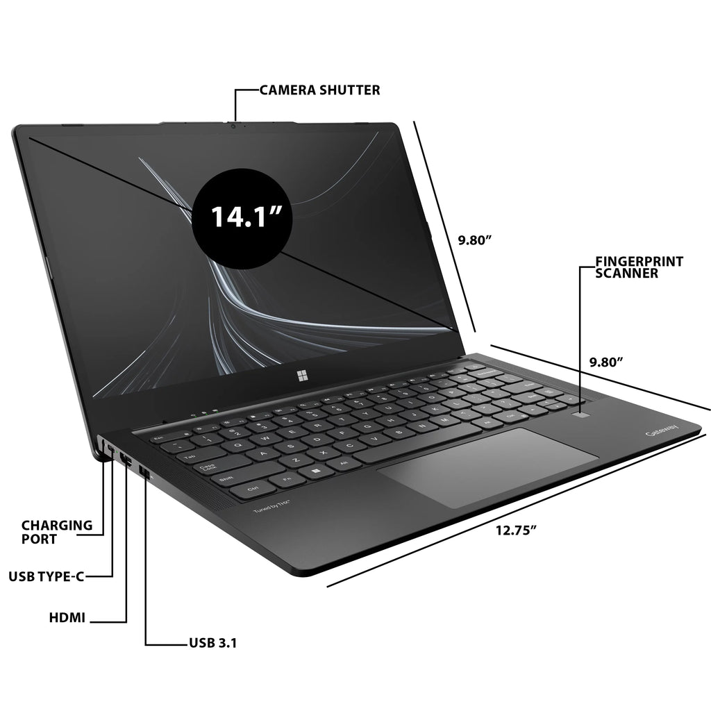 14.1" FHD Touchscreen Notebook, Intel Core i7-1255U, 8GB RAM, 512GB SSD, Windows 11, Black Q205