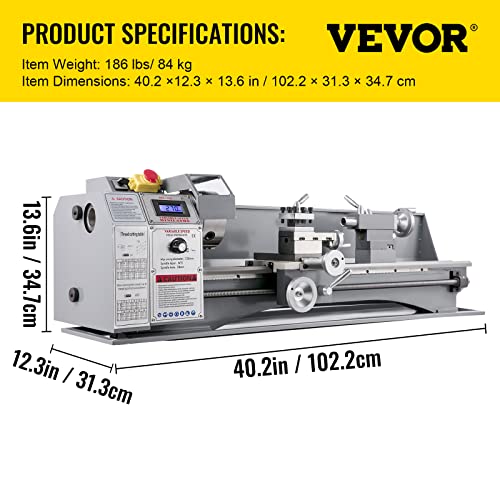 Metal Lathe 8.7 x 29.5 Inch 1.1KW Infinitely Variable Speed with LED Screen G29553