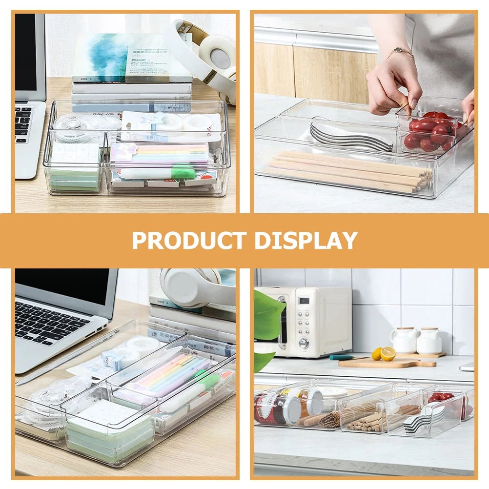 Clear Desktop Storage Box with Dividers Y5261