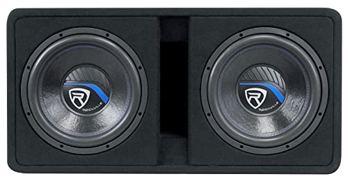 Dual 10" 2400w Car Subwoofers with Vented Sub Enclosure Box, 2 Ohm, Black T2321