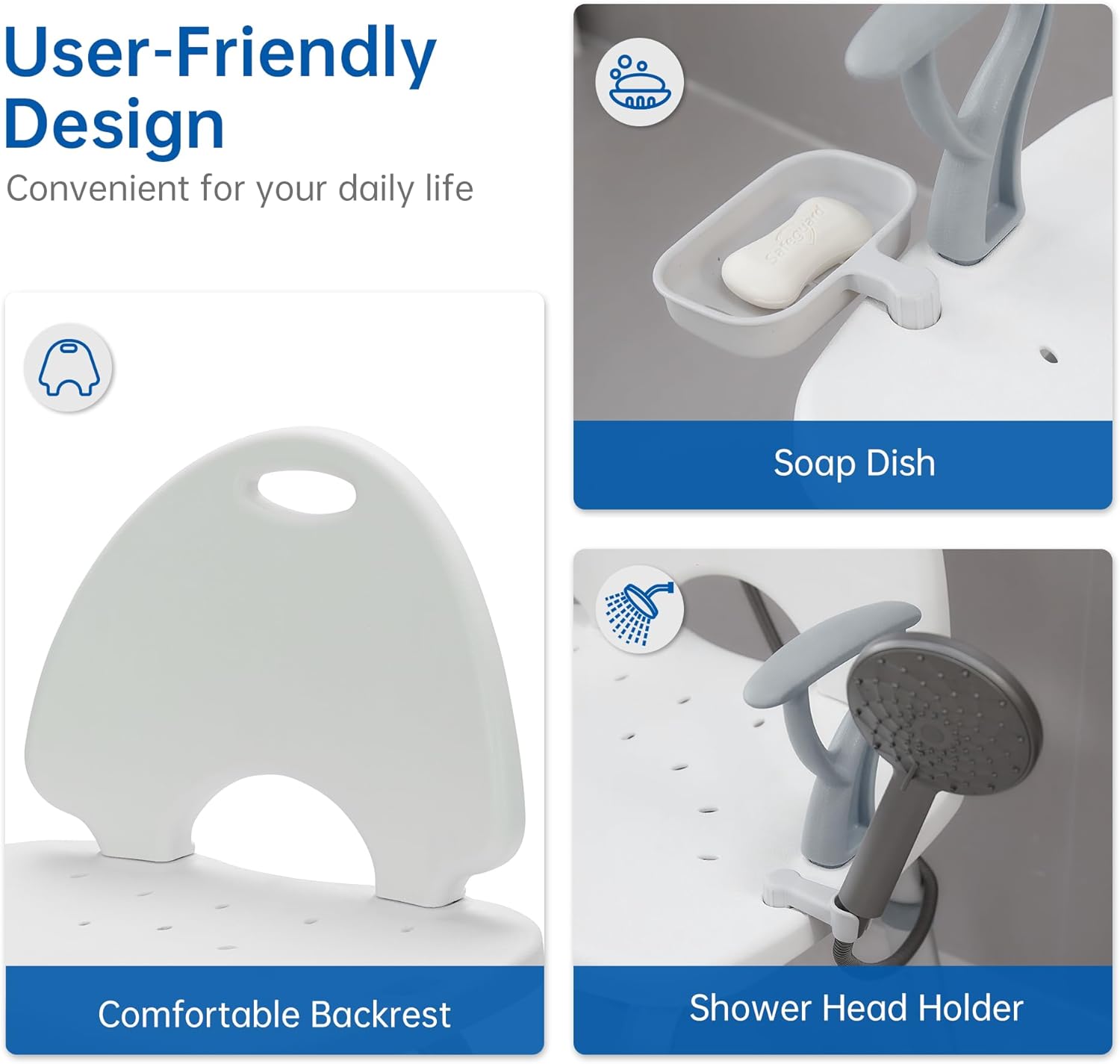 Heavy Duty Sliding Transfer Bench Bathtub Shower Chair with Non-Slip Suction Cup C148
