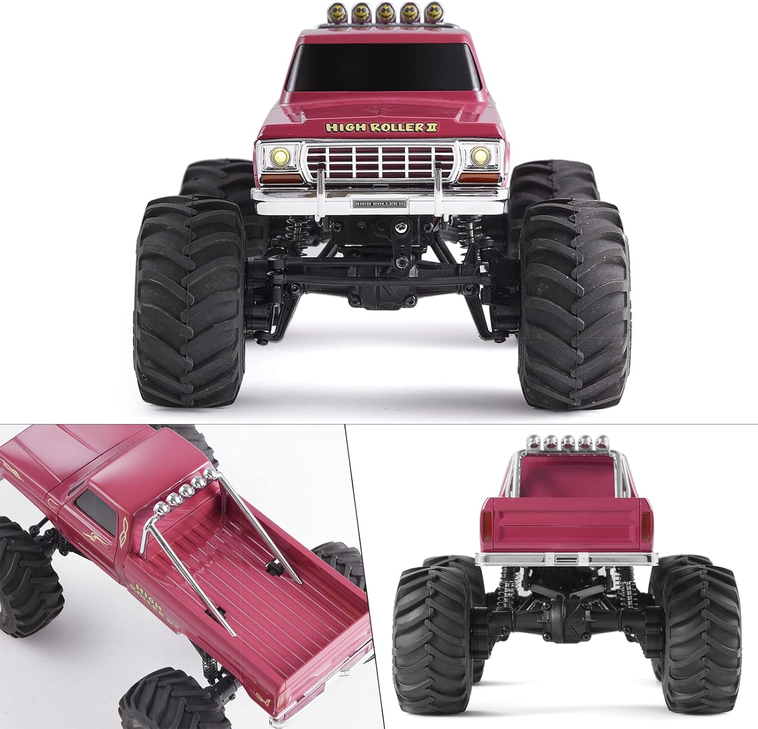 Red 1/24 Monster RC Crawler Truck 8km/h 2 Speed Transmission 2.4Ghz Remote Control Car RTR with USB Charger Z41479