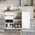 Kitchen Island Cart on Wheels with Storage, Rubberwood Top E22926