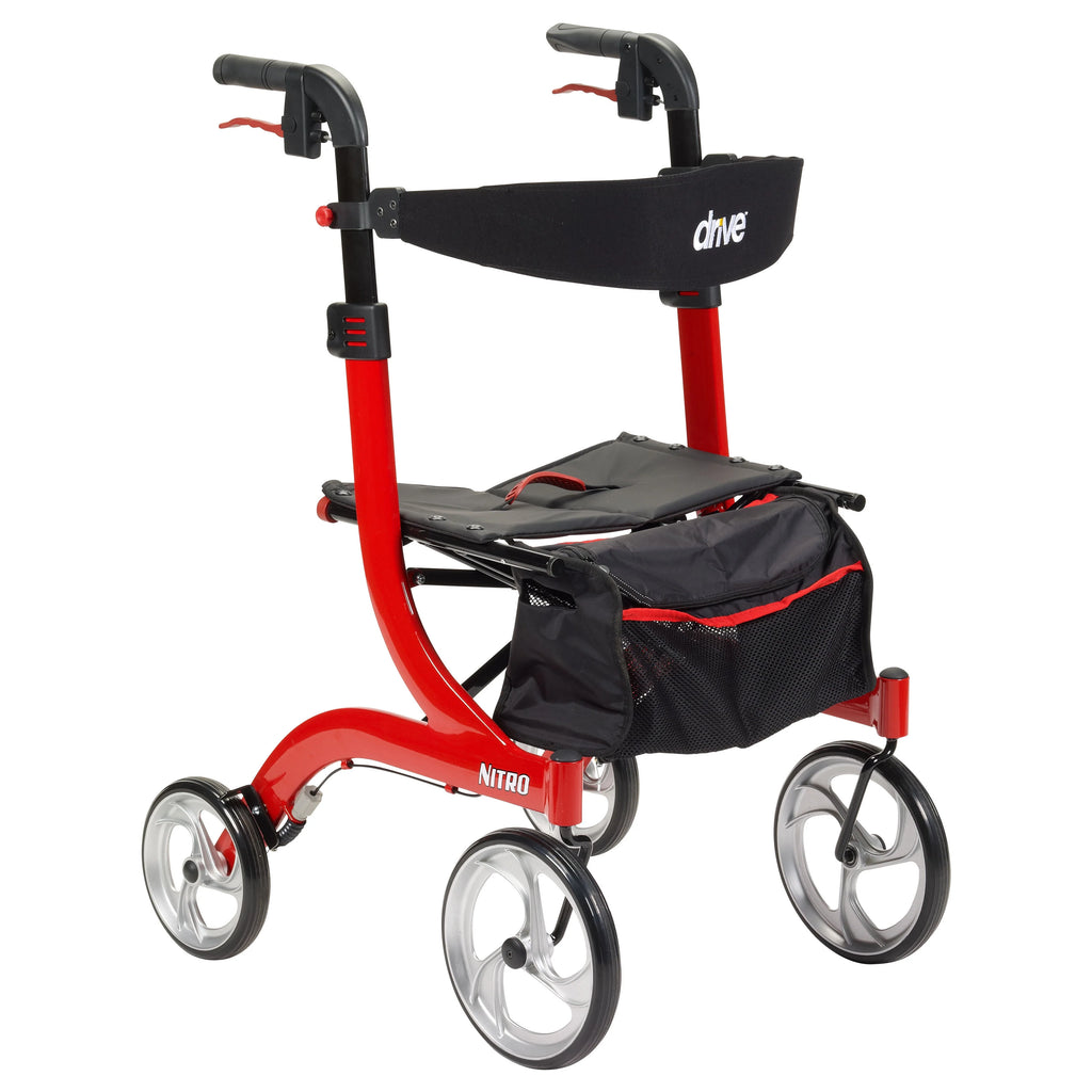 Red Rollator Rolling Walker F6740