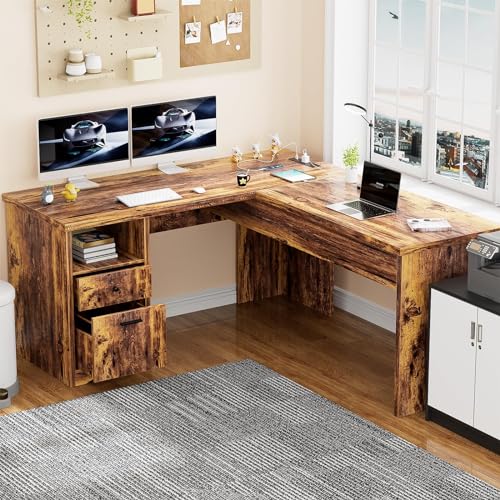 Black L Shaped Desk with Lift Top and Drawer X38386