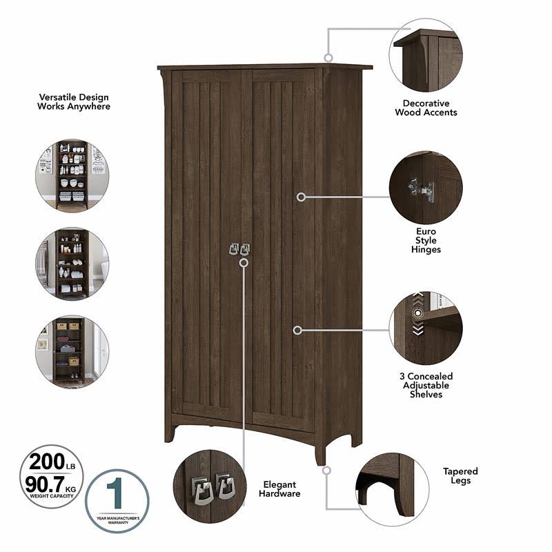Ash Brown Tall Storage Cabinet with Doors U302
