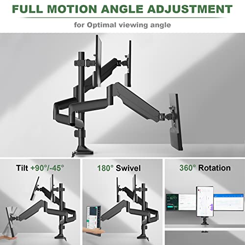 Triple Monitor Mount, Fully Adjustable Gas Spring, VESA 75x75/100x100mm U2763