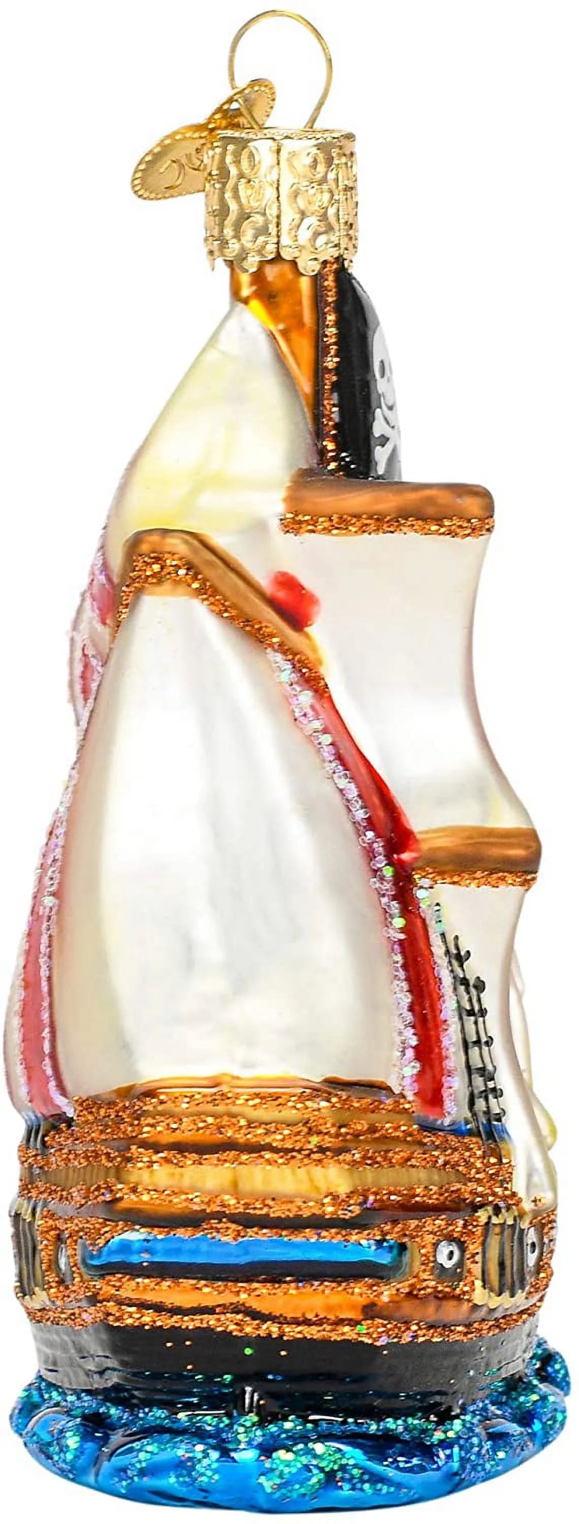 Glass Blown Ornament Pirate Ship N83716