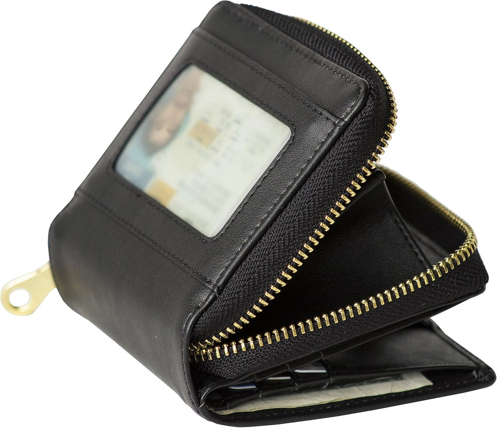 Genuine Leather Small Wallet in Black V831368