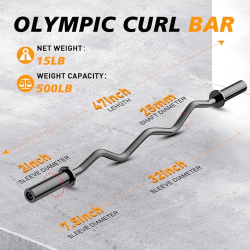47" Chrome EZ Curl Barbell Bar for 2 Inch Weight Plates Y304