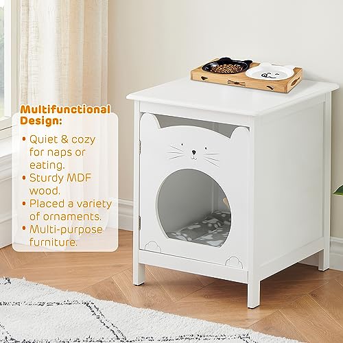 Cat Litter Box Enclosure, Hooded Hidden Pet Box, Pet Cabinet Side Table F65960