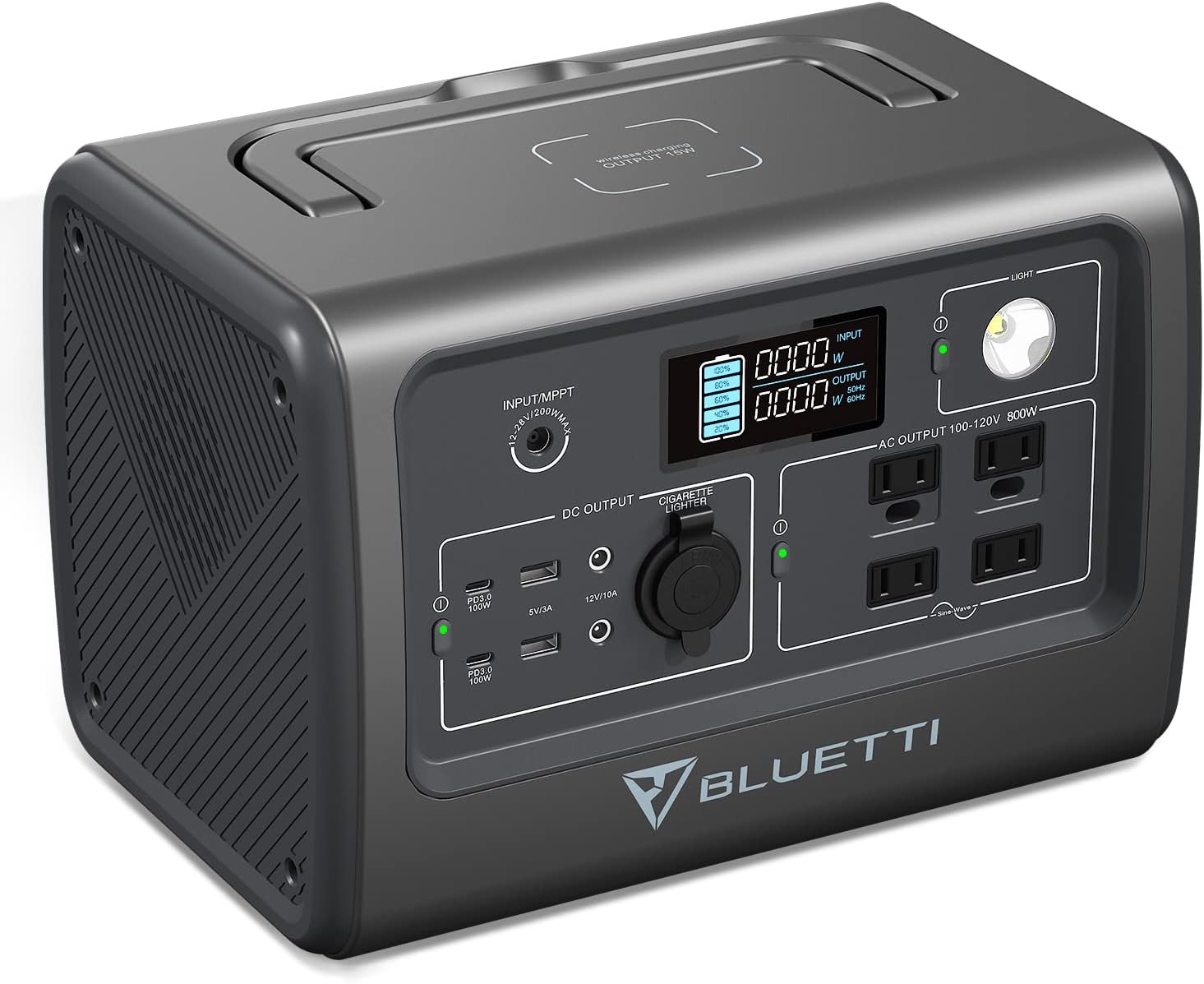 800W/716Wh Portable Power Station LiFePo4 Battery Pack with 4 110V AC Outlets Z683442