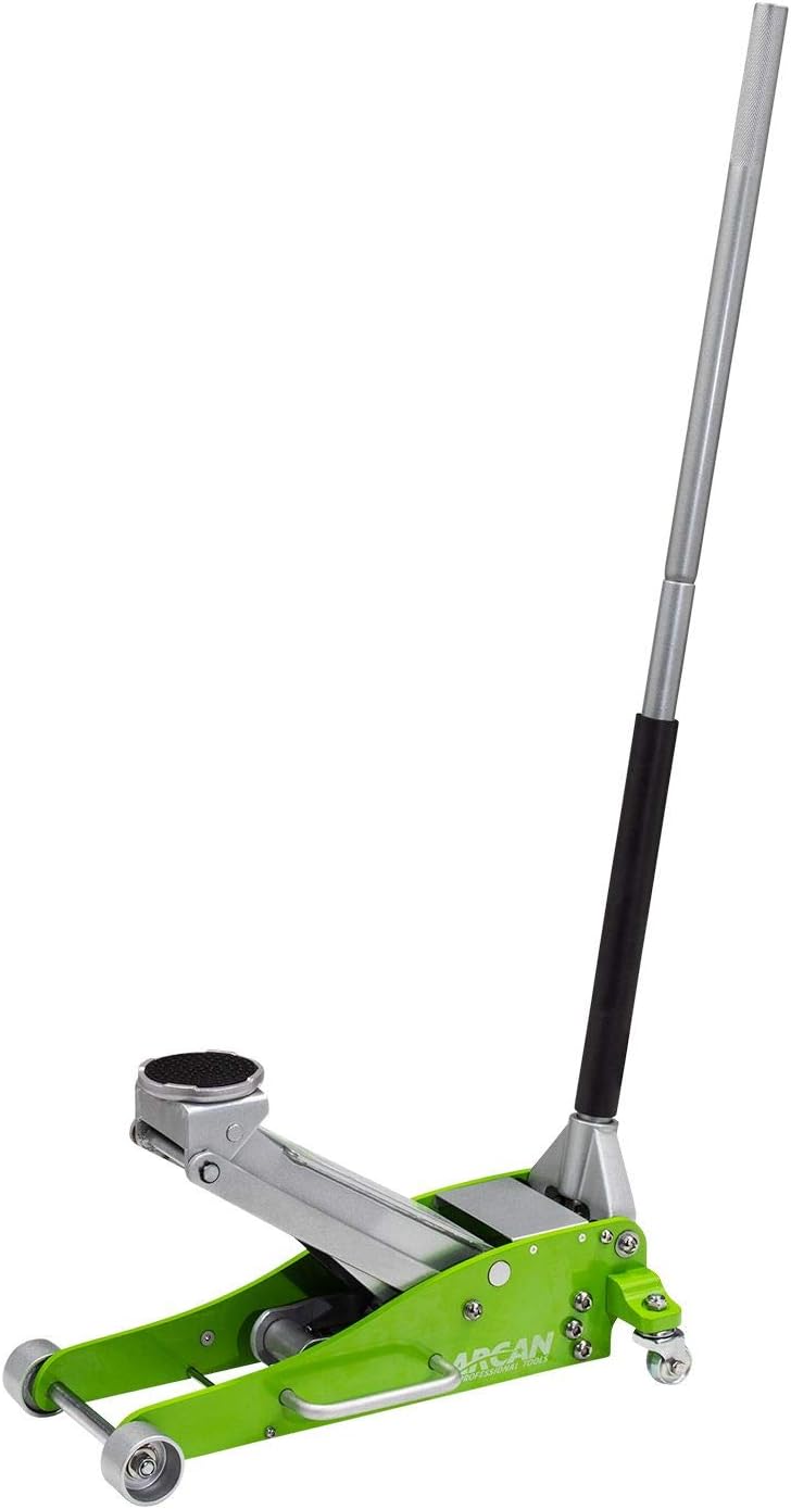 3 Ton 6,000 lbs Hybrid Heavy Duty Aluminum and Steel Low Profile Floor Jack and 6-Ton Steel Jack Stands A6854