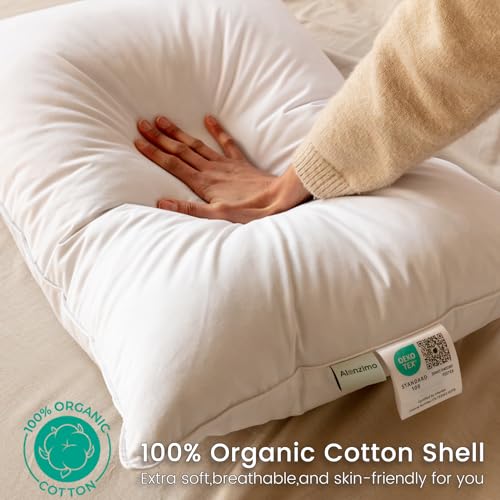 Goose Feather Down Pillows Queen Size Set of 2 with 600TC 100% Cotton Cover L3061