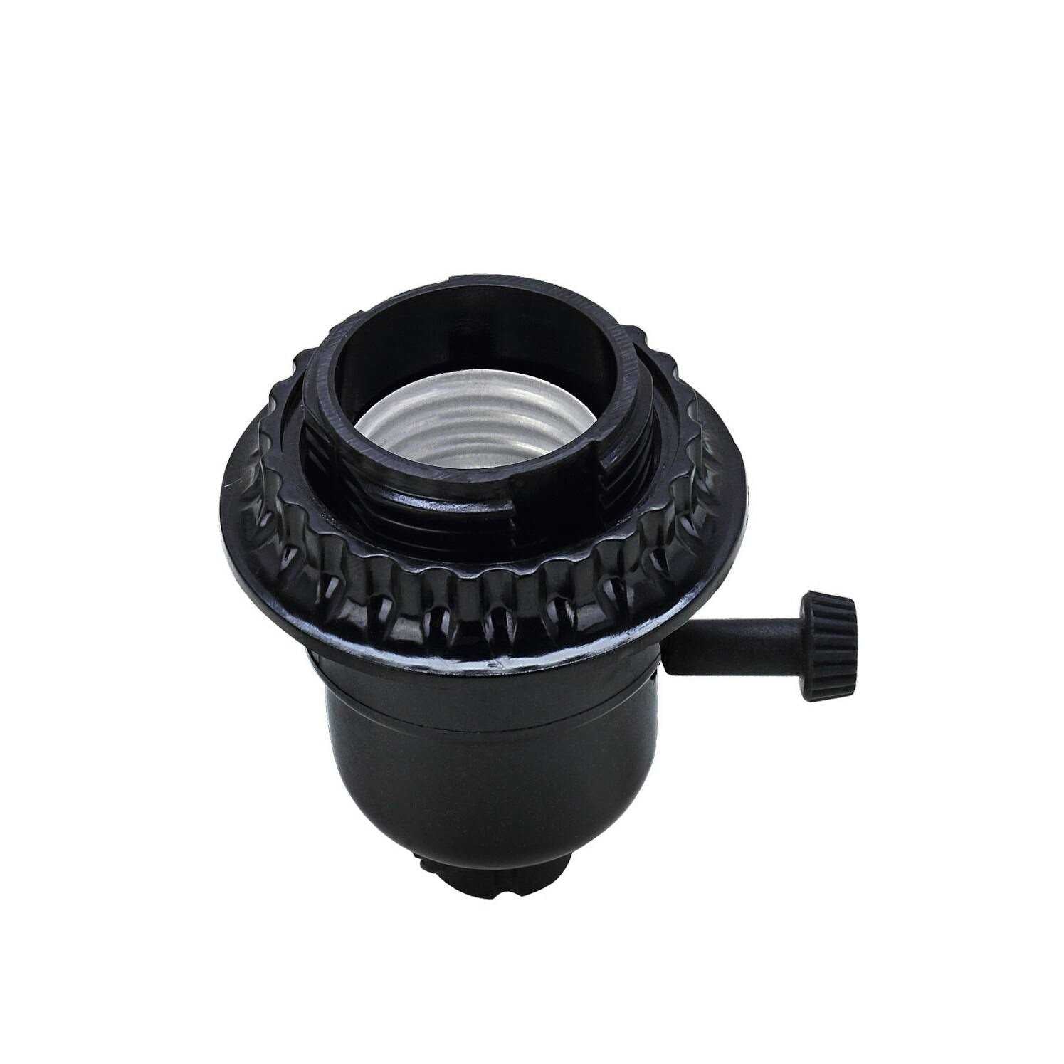 Black 2-Way Lamp Socket with Turn Knob Switch L700162