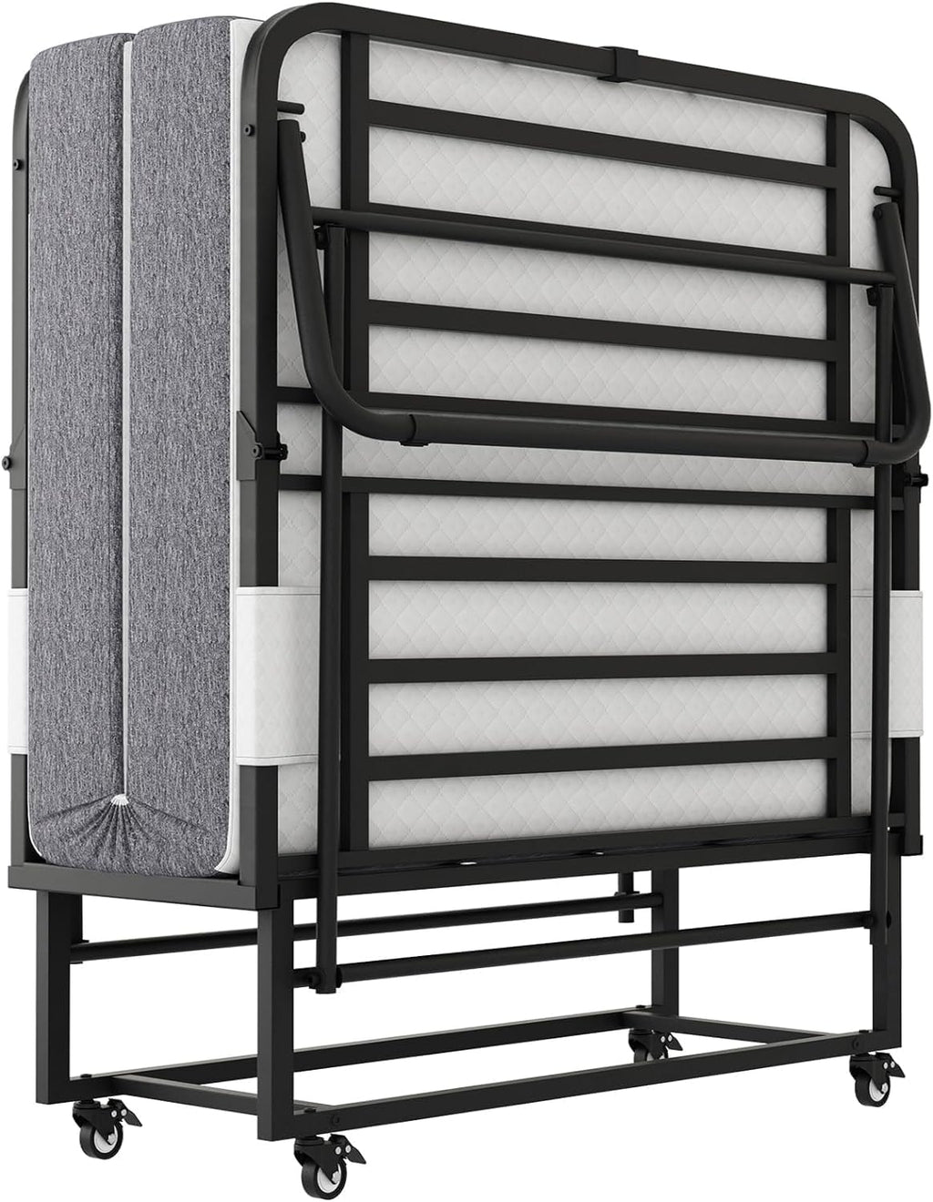 Folding Bed with Memory Foam Mattress on Wheels Z537