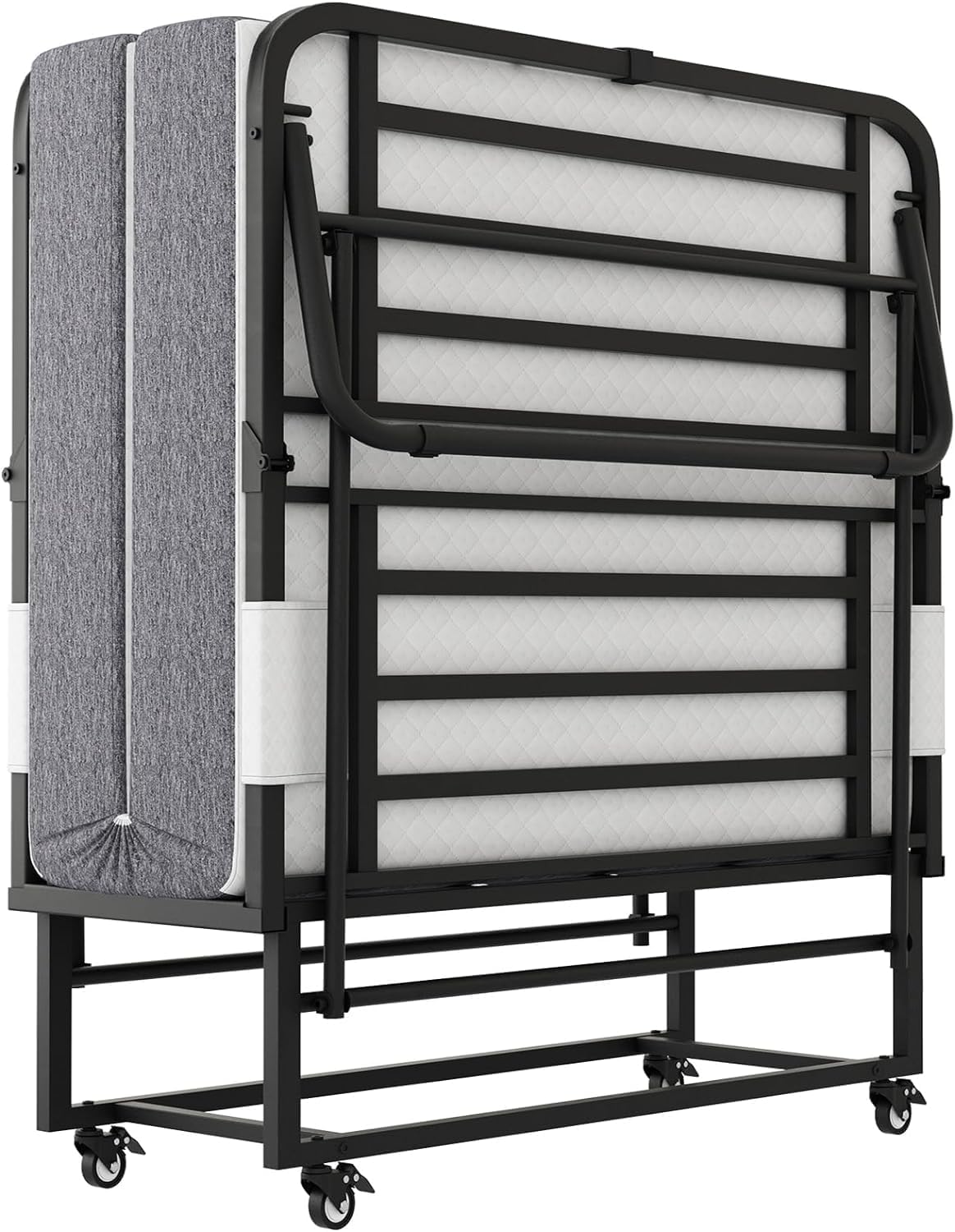 Folding Bed with Memory Foam Mattress on Wheels Z537