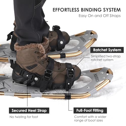 Light Weight Aluminum Snowshoes with Trekking Poles and Carrying Tote Bag F706