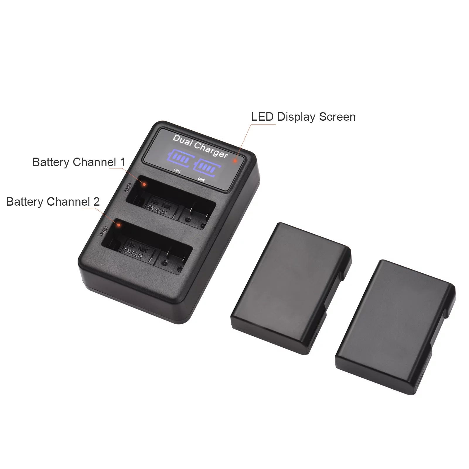 2pcs 7.4V 1500mAh Battery + 1pc Dual Channel Battery USB Port Screen Display S996