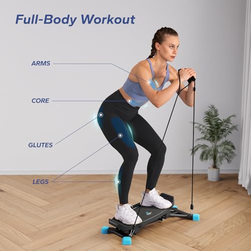 Black Sliding Ski Simulator with Resistance Bands, 300 LBS Loading Capacity Exercise Equipment C34868