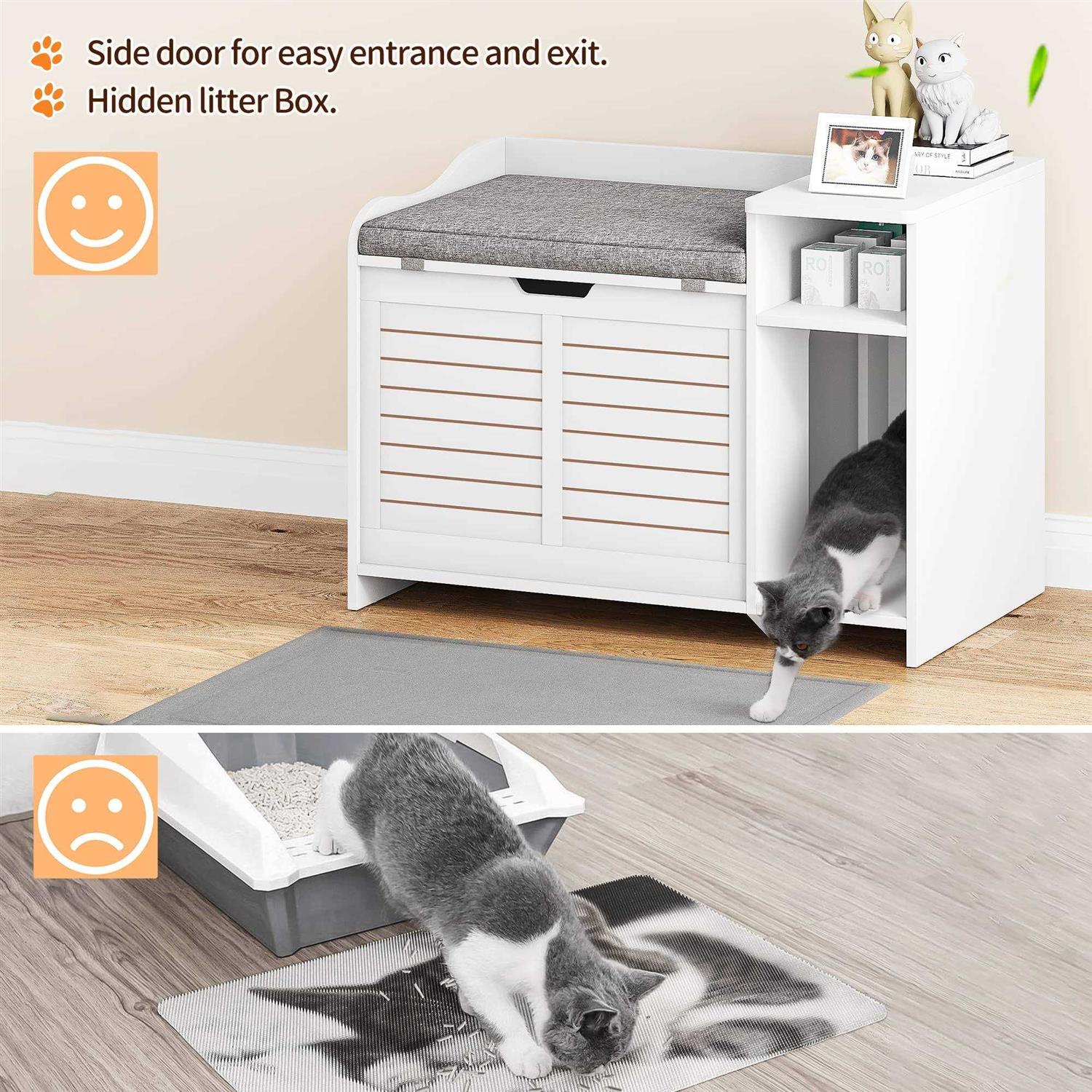 Litter Box Enclosure with Top Opening with Cushion Cat Litter Box Furniture C926059