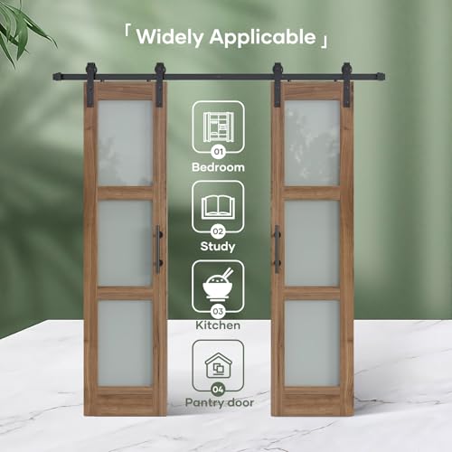 Double 18 x 84 inch Glass Barn Doors with Hardware Kit A557285